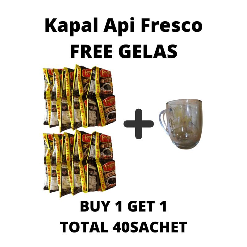 

Kapal api fresco beli 1 gratis 1 free gelas