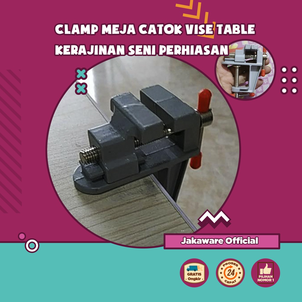 CLAMP MEJA CATOK VISE TABLE KERAJINAN SENI PERHIASAN KLEM PENJEPIT KAYU BESI RAGUM MINI BENCH TOOL T