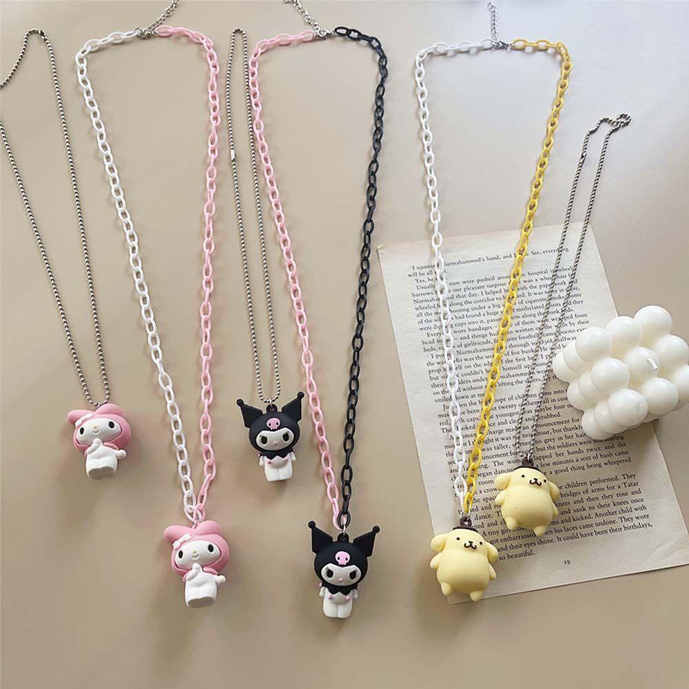 [Elegan] Kalung Kartun Temperamen Manis Aksesoris Harian Wanita Kuromi Resin Korea Puding Anjing Perempuan Chokers