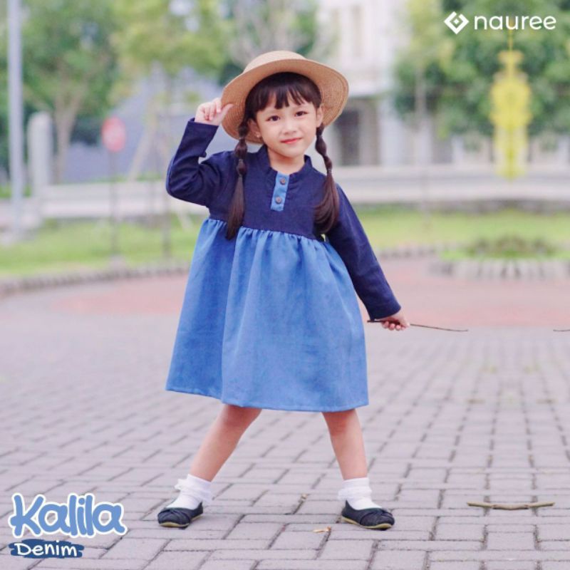NAUREE// DRESS KALILA / BAJU ANAK/ BAJU ANAK PEREMPUAN/ BAJU ANAK PEREMPUAN 1 TAHUN - 7 TAHUN
