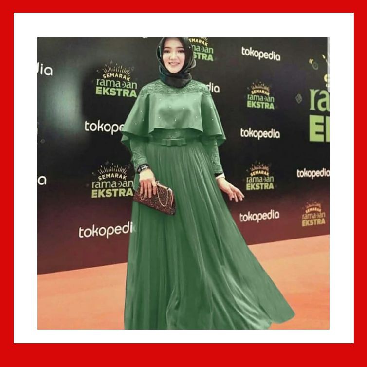 Maxi Maxi Cape Tile Mutiara Pita Hijau Botol Terbaru