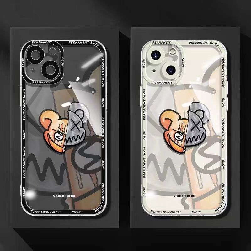 Soft Case Silikon TPU Transparan Motif Beruang Untuk IPhone 14 13 12 11 10 Pro XS Max X XR 8 7 6 6S Plus