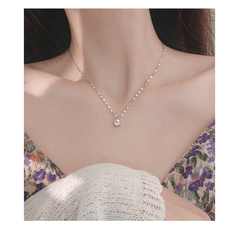 Kalung Choker Rantai Silver 925 Hias Berlian Imitasi Untuk Wanita