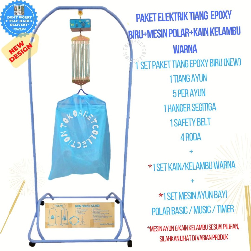 Perlengkapan Paket Tiang EPOXY Mesin Elektrik POLAR lengkap Kain Kelambu Warna#tokoabet