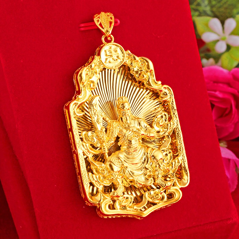 Kalung Liontin Dewa Pelindung Guan Yu / Kwan Kong / Dewa Perang - Gold Plated 24K
