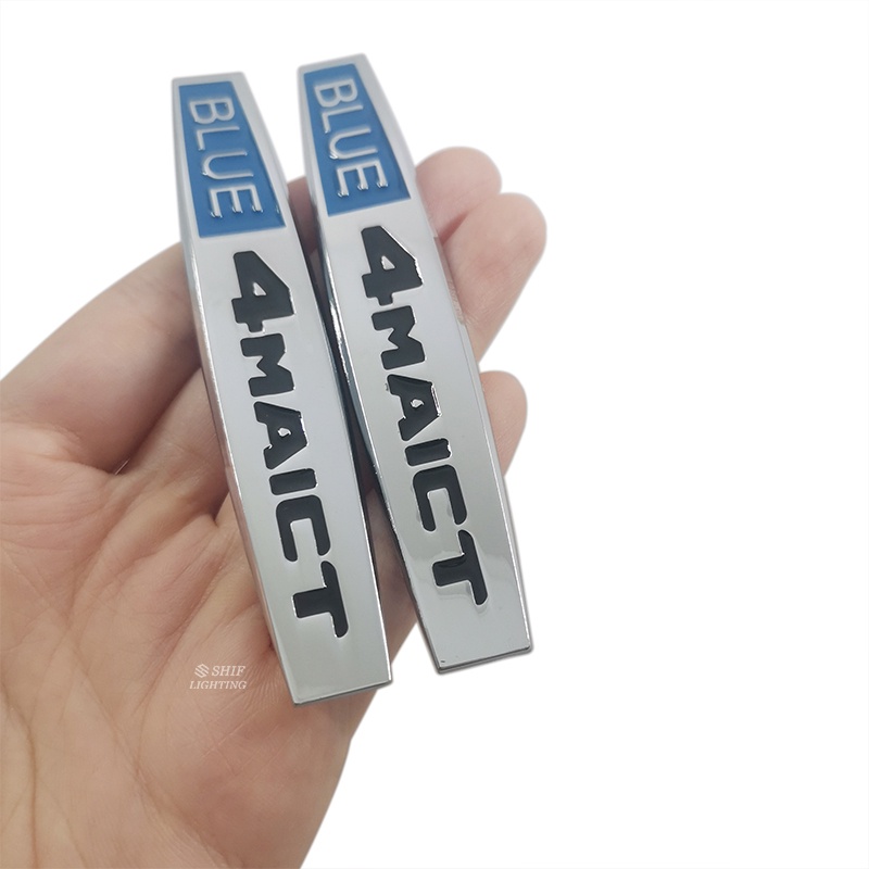 2 Pcs Sticker Emblem Logo Mercedes Benz 4MATIC Bahan Metal Warna Biru Untuk Fender Samping Mobil