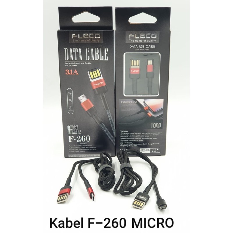 PROMO KABEL DATA FLECO F260 ORIGINAL METAL KABEL PREMIM FAST SPEED CHARGING