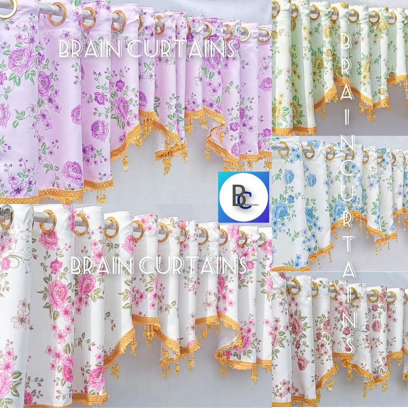 Gorden Poni Atas Pintu Loster/Poni Hordeng Bahan Blackout Shabycik Ungu Pink Biru Hijou Coklat Rumba