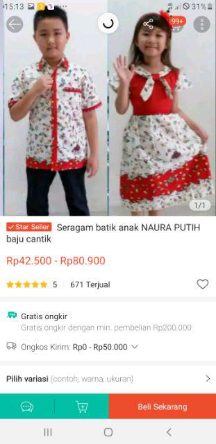 Seragam Batik Anak Naura Putih Baju Cantik