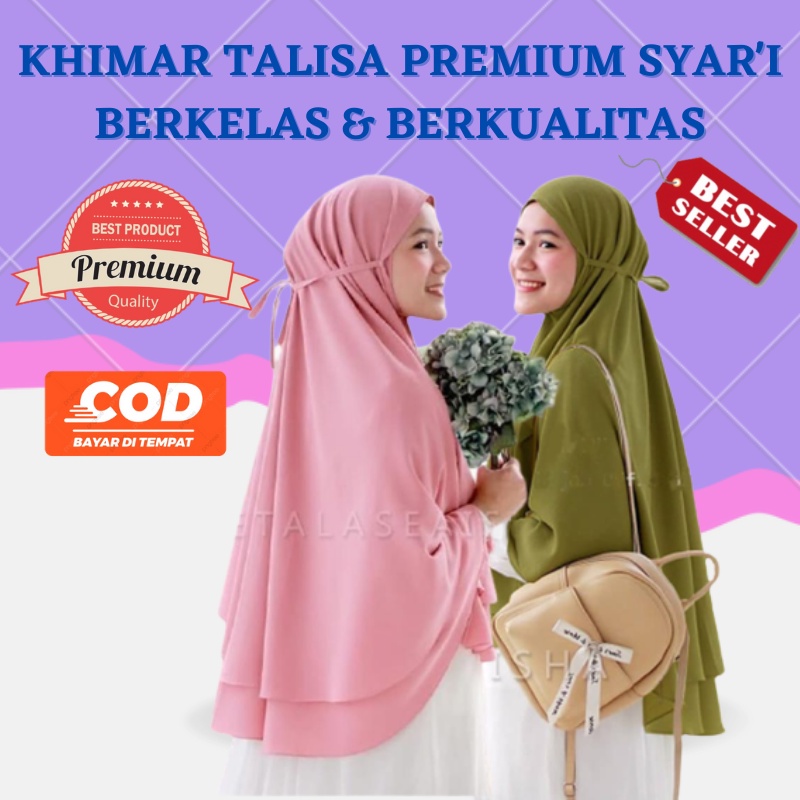 Jilbab Khimar Bergo Tali Jumbo Hijab Instan Syari Jersey 2 Layer Talisa