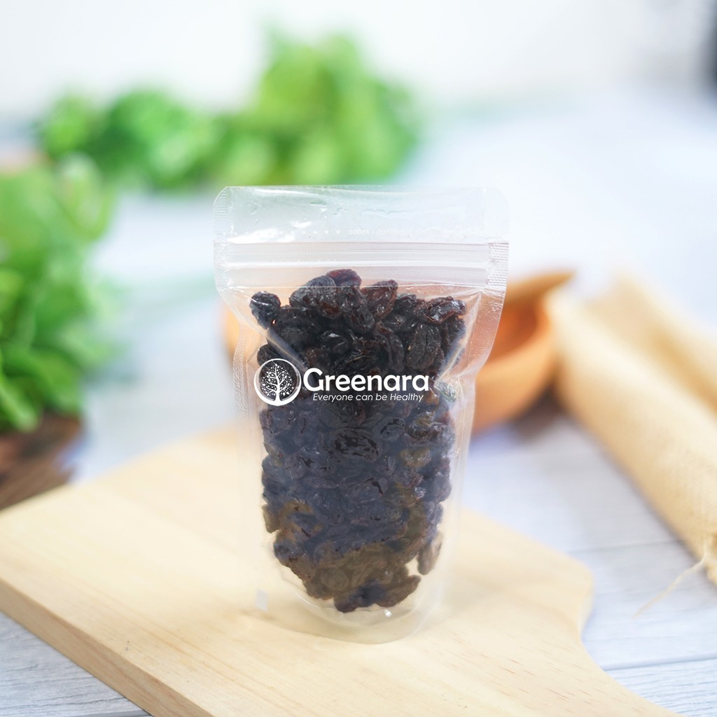 

Buah Kering Organik Untuk Kue Kismis Hitam Dark Raisin unsweetened 100gr