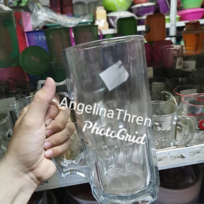 Gelas kaca jumbo 1 liter - Gelas kaca bening 10x20cm