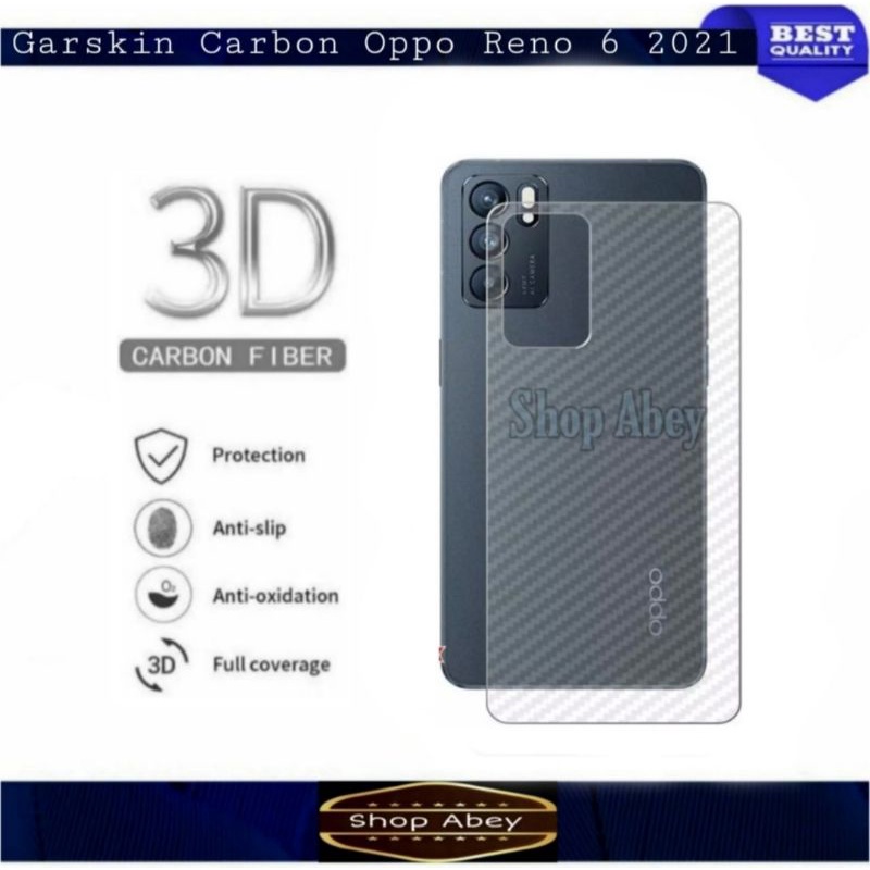 GRASKIN CARBON OPPO RENO 6, RENO 6 PRO, RENO 6 (5G) ANTI GORES BELAKANG HP - NEW