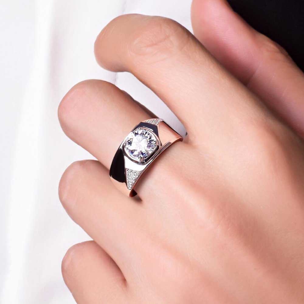 Cincin Perak Wanita Pria Baja Titanium Kristal Berlian Aksesoris Fashion Ring