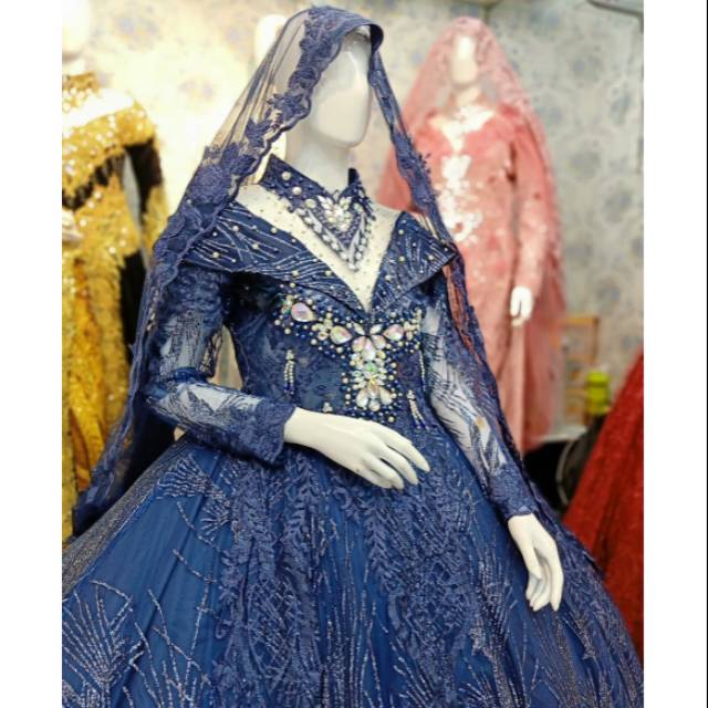 Gaun pengantin modern navy