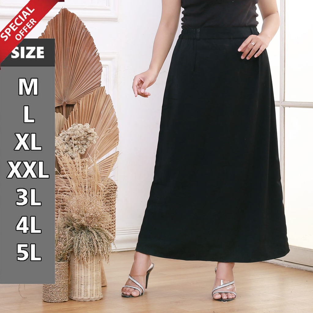 Rok Kerja Wanita Maxi Skirt -Rok Line A Polos Size S-L5