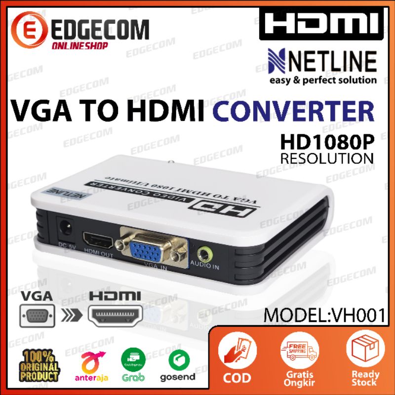 NETLINE VGA to HDMI 1080P Converter