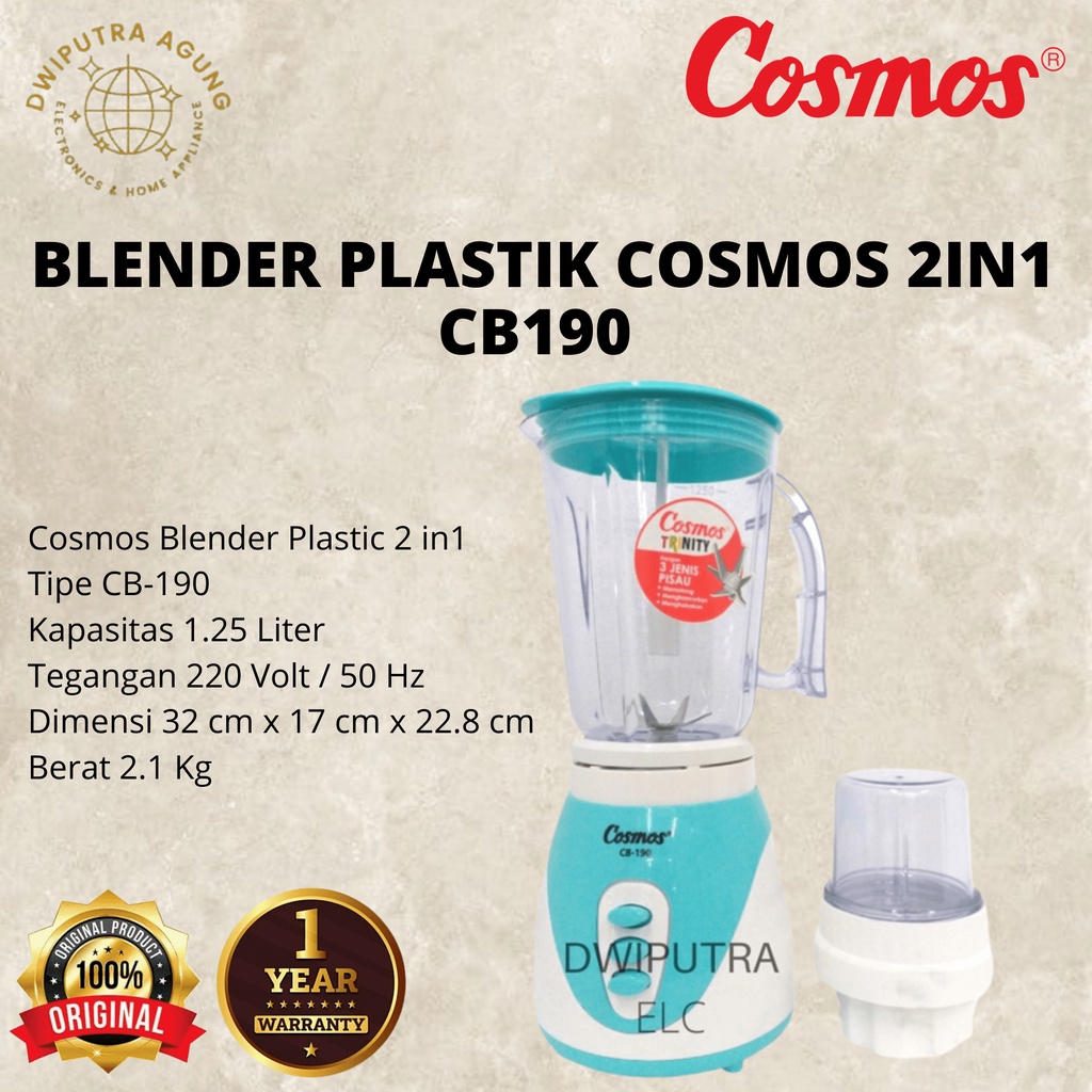 COSMOS BLENDER CB281P / CB-281P / CB 281P (PLASTIK / 2 LITER)
