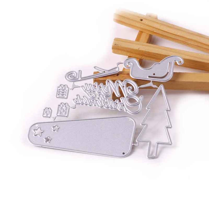 Cetakan Stensil Cutting Dies Motif Pohon Natal Bahan Metal Untuk Scrapbook / Craft DIY / Embossing