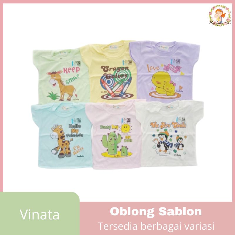 Baju Oblong Sablon Bayi Lengan Pendek/Baju Lengan Pendek Motif Vinata