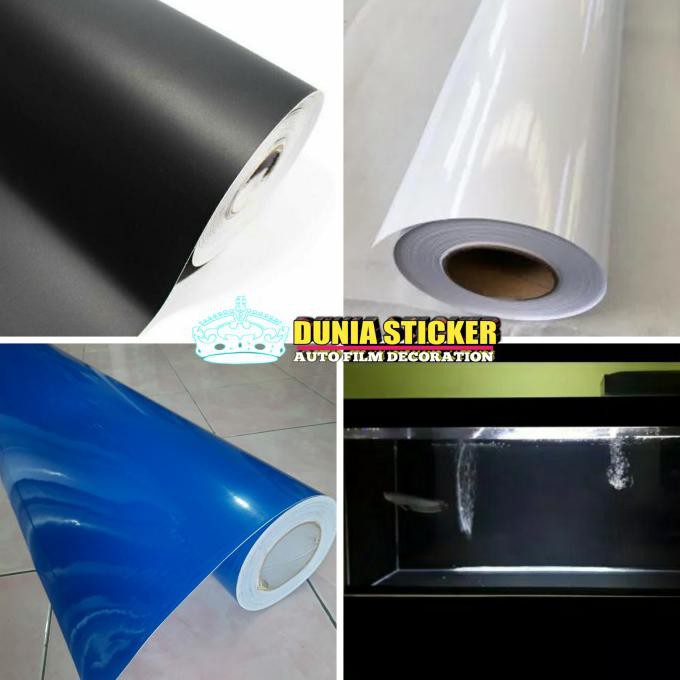 Skotlet Stiker Kaca Aquarium/ Stiker Background Akuarium Putih Hitam D - Biru Doff, 25Cmx120Cm