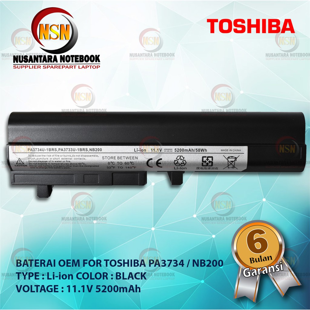 Baterai OEM For Toshiba PA3734U / NB200 NB201 NB202 NB250 BLACK