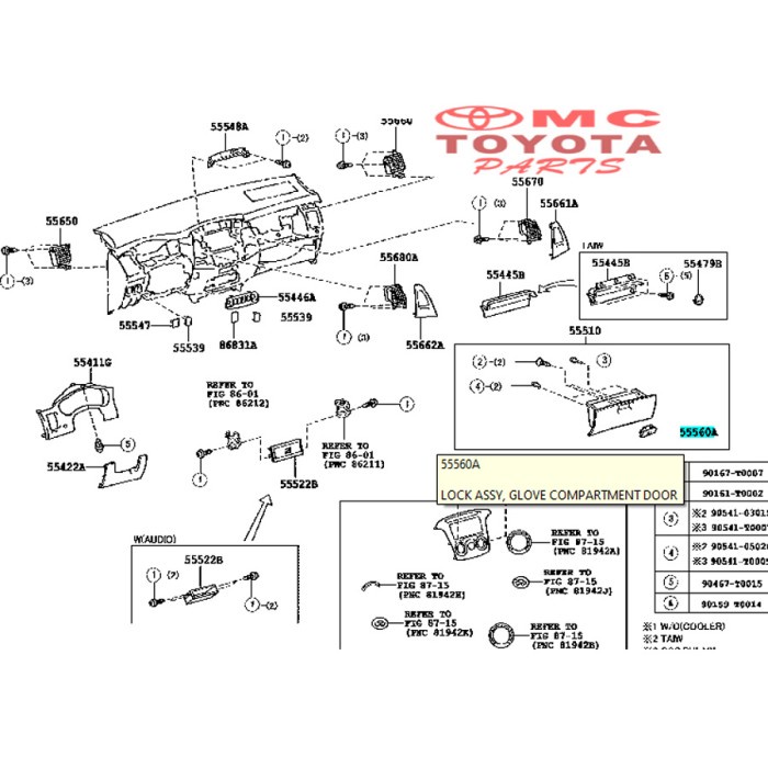 Kunci Laci Dashboard Kijang Innova 55506-44010-E2