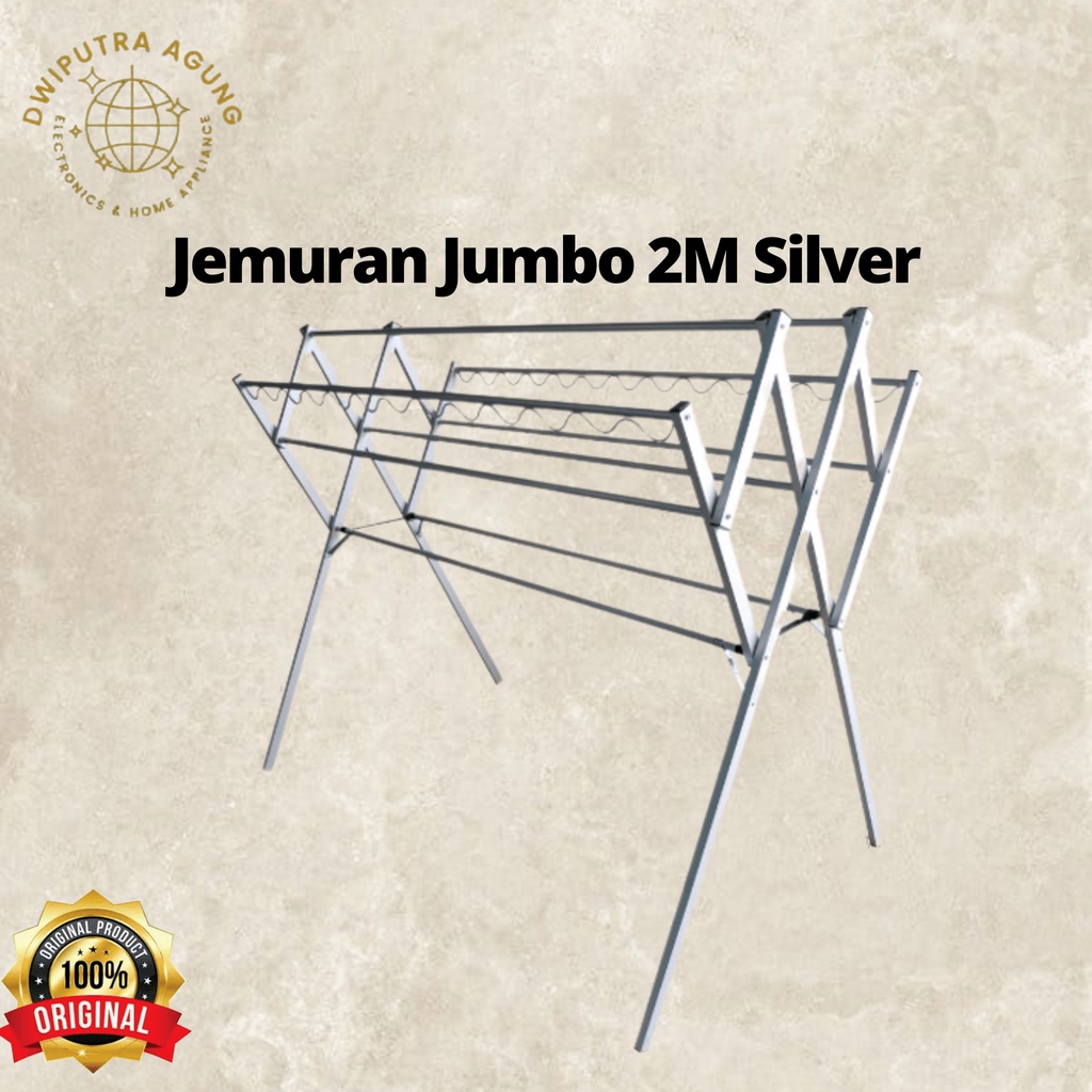 JEMURAN BAJU 2 MTR SILVER JUMBO ALUMINIUM ANTI KARAT JEMURAN PAKAIAN