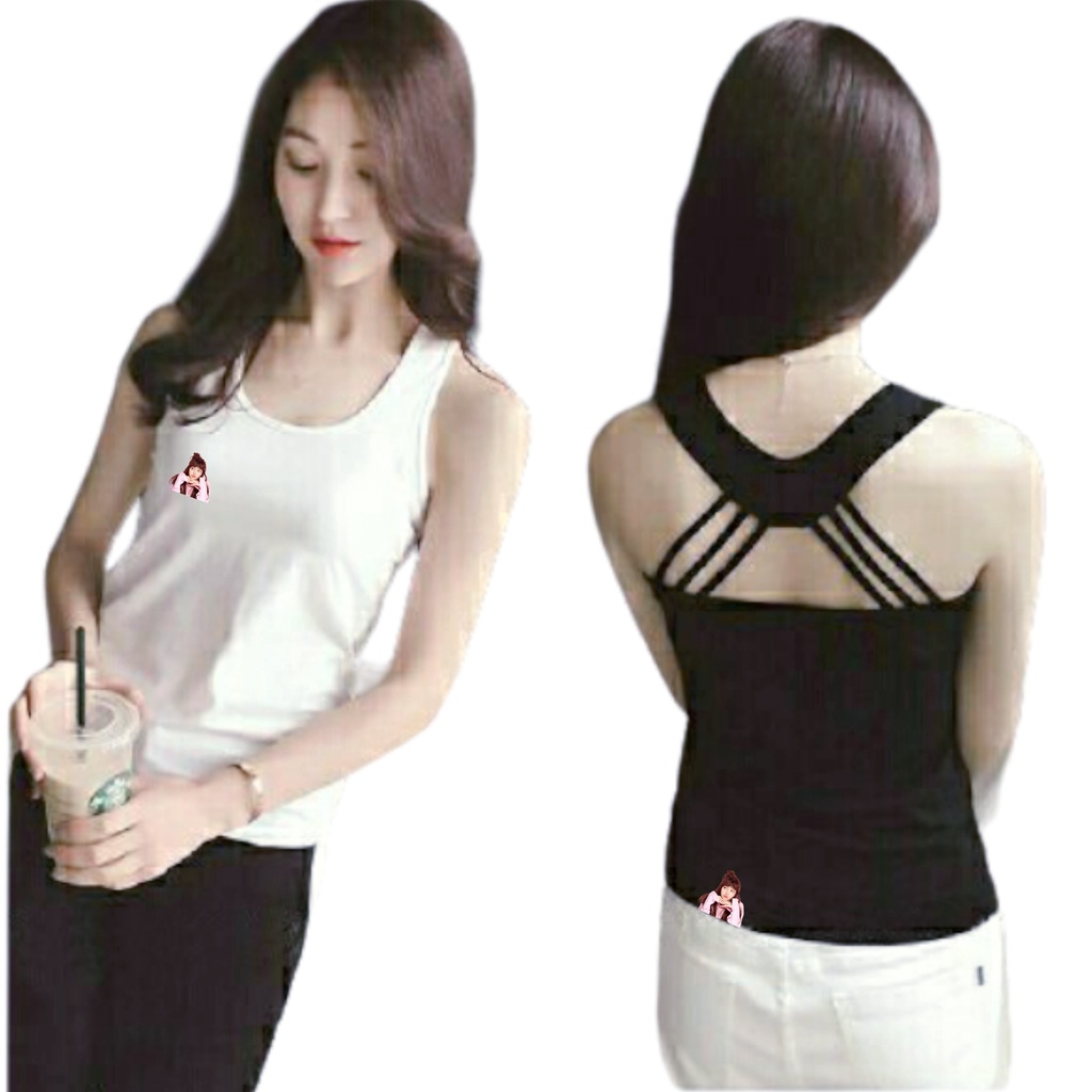 CH0669 Tank Top Hitam Tank Top Putih Hasumi