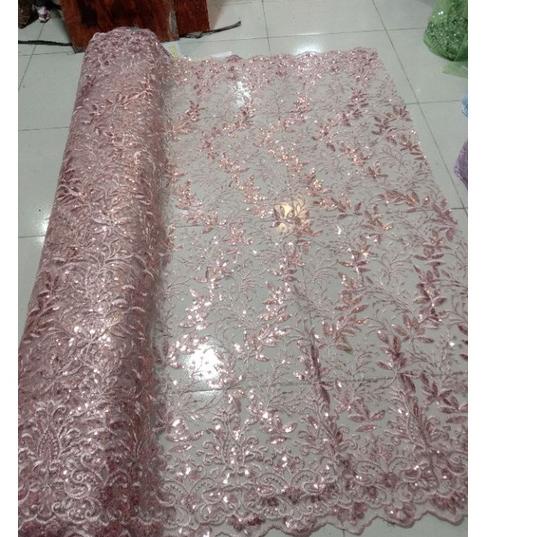 Wow Murah Meriah.. Kain Tile Spider Payet / Kain Tile Payet sepenggel / Bahan Brokat Kebaya