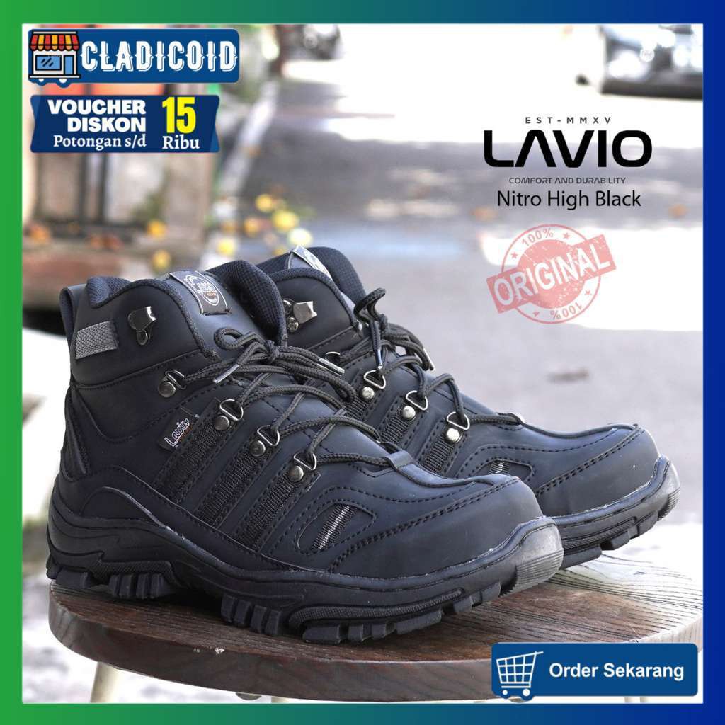 SEPATU SAFETY BOOTS PRIA UJUNG BESI KERJA LAPANGAN PROYEK OUTDOOR TOURING  SEFTI LAVIO NITRO TINGGI