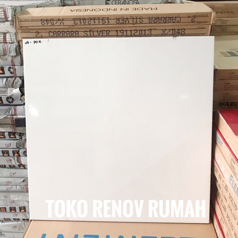 keramik putih polos 60x60 (mengkilap) harga perdus (1,44mtr)