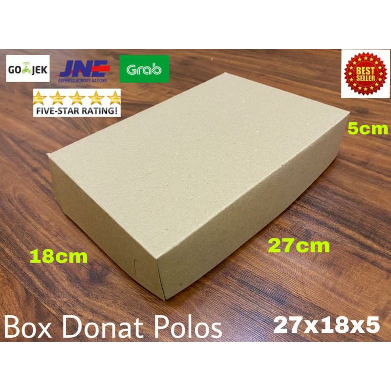 

Box donat polos kraft coklat Bahan kraft 350 gsm 27x15x5