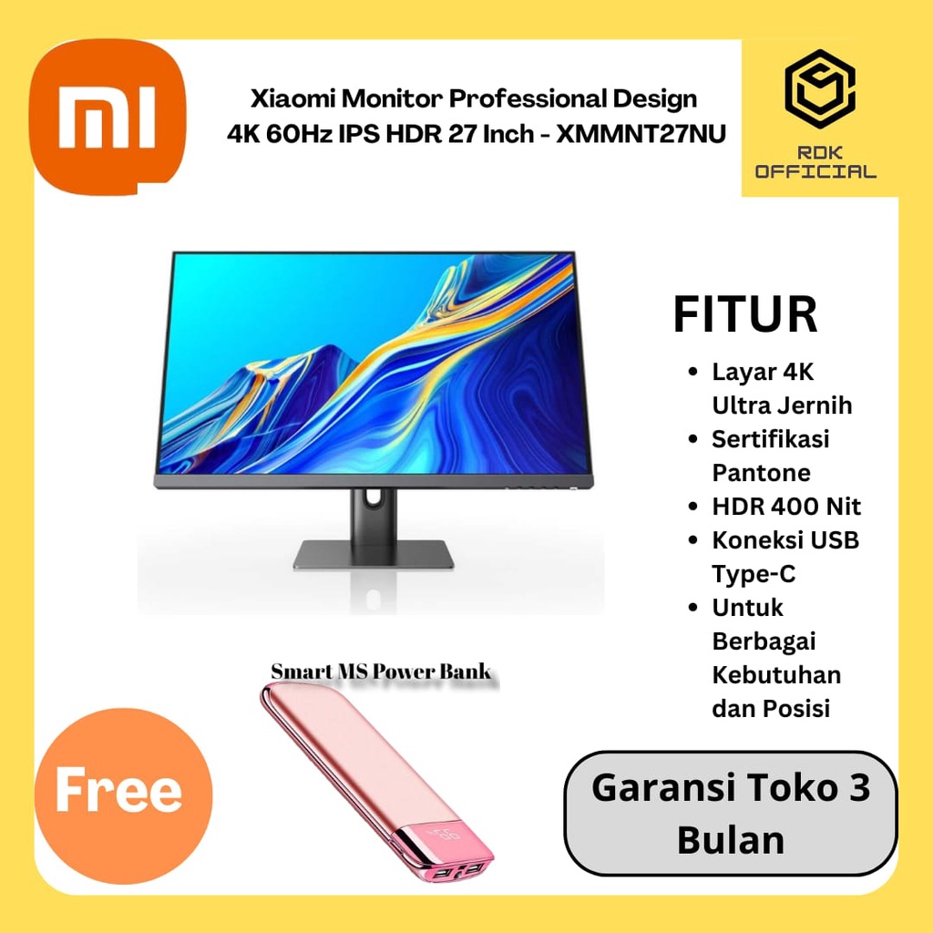 Xiaomi Monitor Professional 4K 60Hz IPS HDR 27 Inch