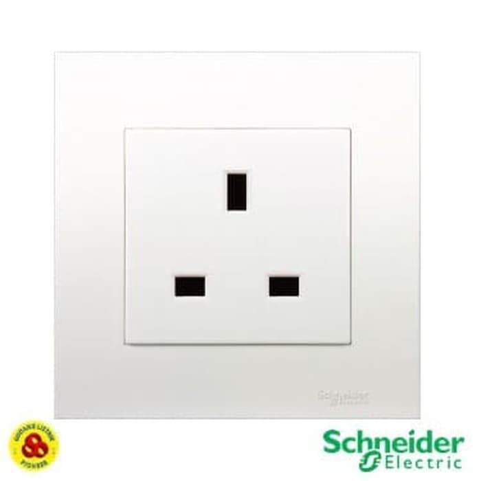 Schneider Stop Kontak AC 3 Pin KB426_WE Vivace 1 Gang Universal Socket