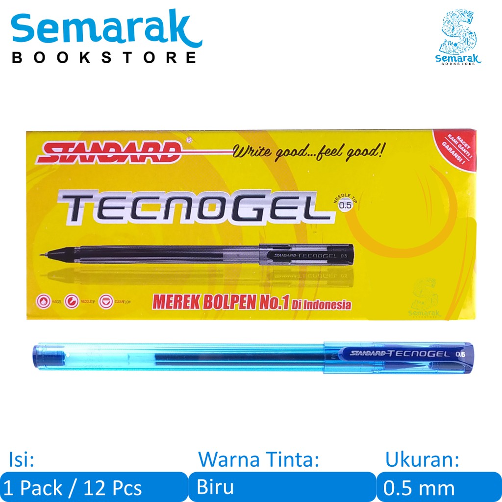 

Standard Tecnogel Pen Gel 0.5 - Biru [1 Pack / 12 Pcs]