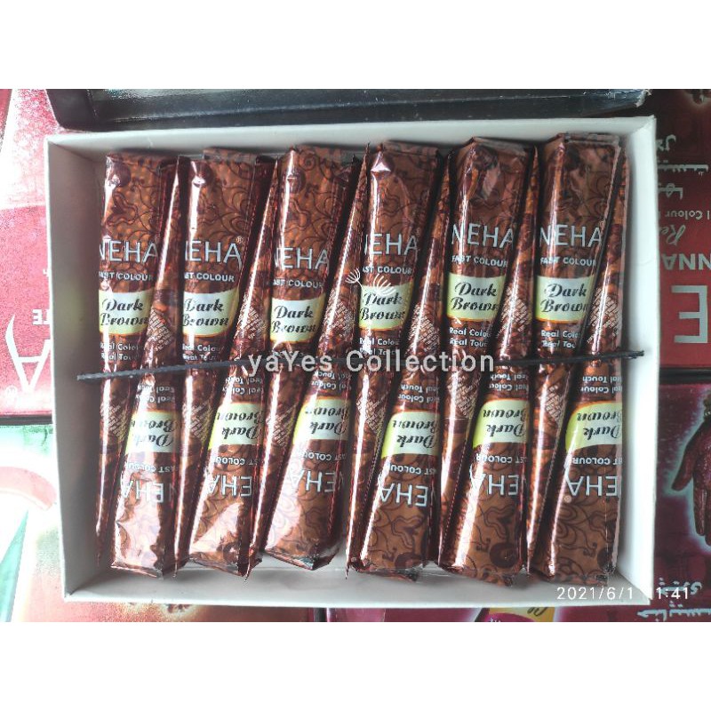 Henna cone Kuku nail neha mahendi hand painting lukis tangan hena marron clasik white black red