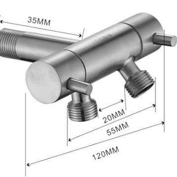 Keran shower cabang stainless 304 / keran shower double / keran cabang