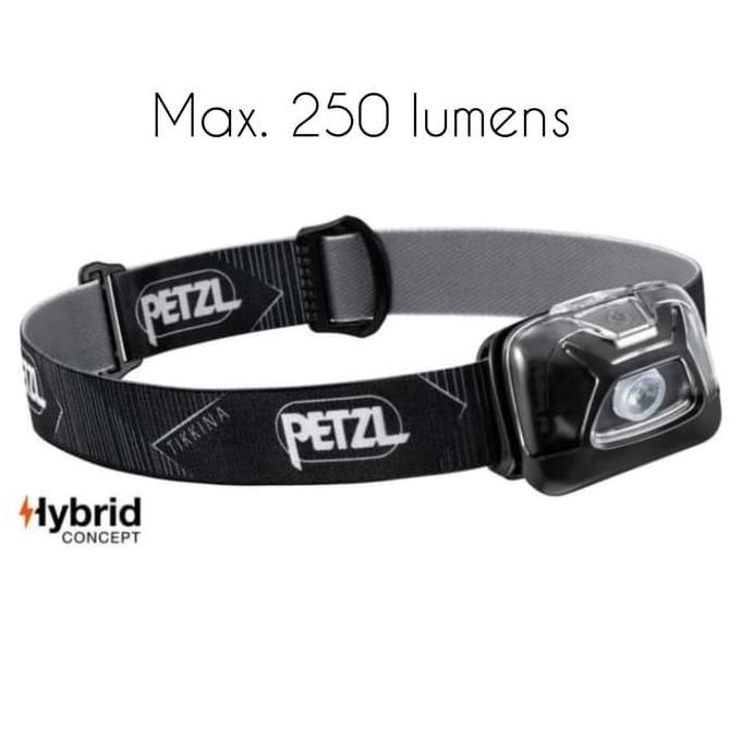 Cuci Gudang Petzl Tikkina Headlamp 250 Lumens (Black) 100% Original Gilaa
