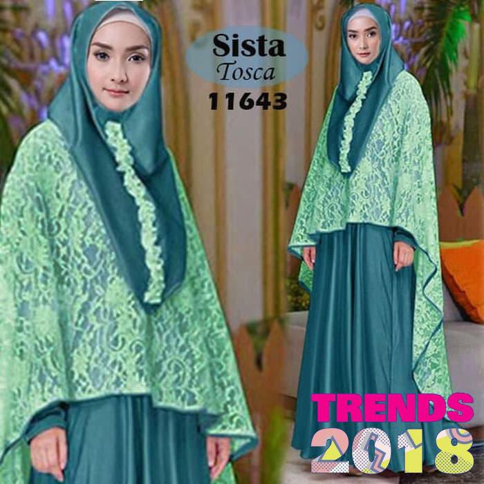 Sista syari maxi cape brukat asimetris baloteli biru tosca peach
