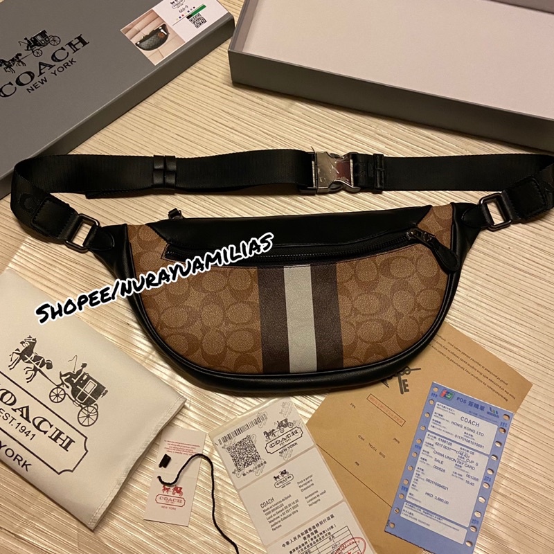 Waistbag Coach free box import Quality waist bag pria coach tas selempang pria import