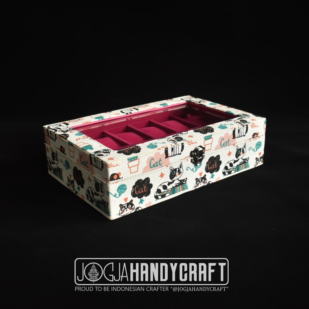 Kotak Tempat Jam Tangan Isi 12 / Box Jam / Watch Box Motif Cat