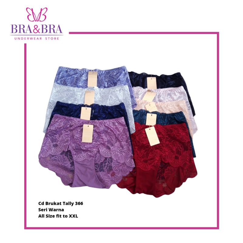 3 PCS BNB Celana Dalam Wanita Tally Renda 366 | CD Wanita Fashion Brukat All Size Fit L to XXL
