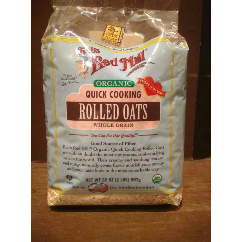 

BOB RED MILL ORGANIC ROLLED OATS QUICK COOKING WHOLE GRAIN 907G GANDUM