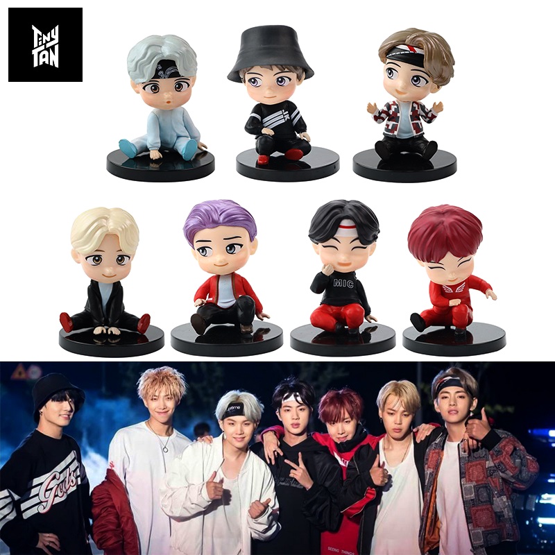 Action figure bts official mic drop  berdiri duduk icon kpop miniatur bangtan tinytan army mobil