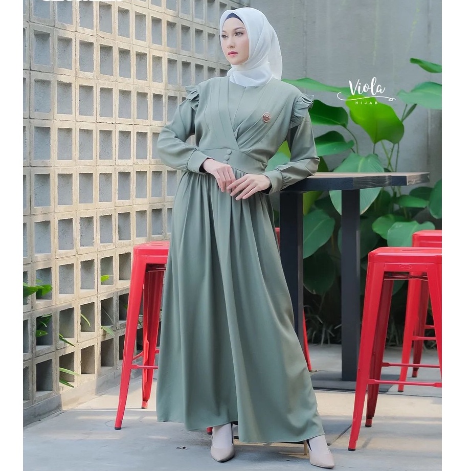 GAMIS WANITA REMAJA KEKINIAN TERBARU HINAN DRESS ORI VIOLA HIJAB IT CREPE PREMIUM GAMIS CANTIK MEMPE