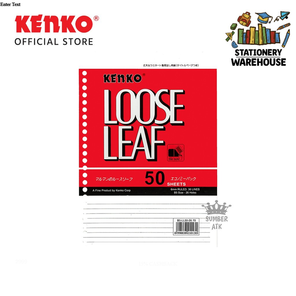 

KENKO LOOSE LEAF B5 LL 50 2670 ( 50 Sheet / Lembar )