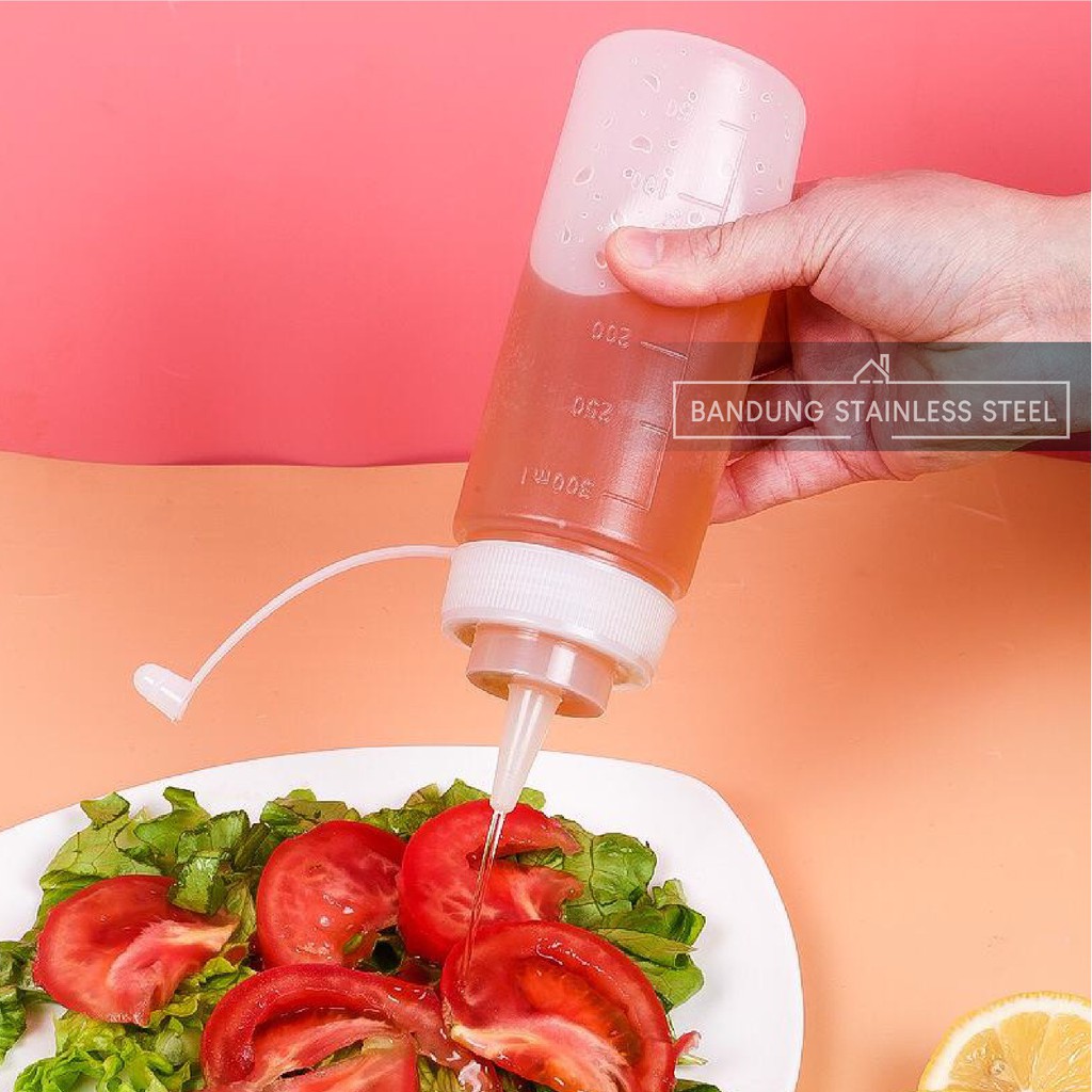 Botol Saos Dengan garis Dispenser Saus Plastik Mayonaise Kecap Cuka Minyak Dapur