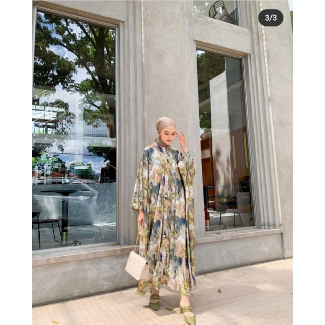 intalicious-merien kaftan dress in olive