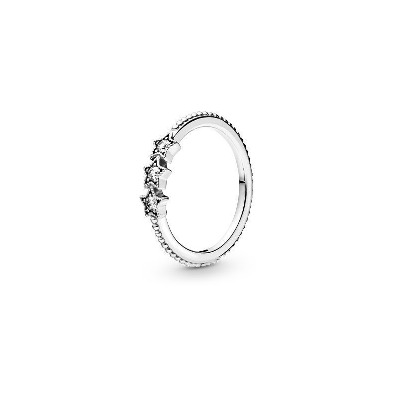 Pandora Cincin 925 Silver Desain Bintang Aksen Berlian Kubik Zirkonia Untuk Wanita